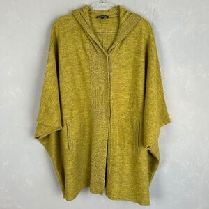 Buona Giornata size L-XXL poncho coat boiled wool coat yellow hooded oversized